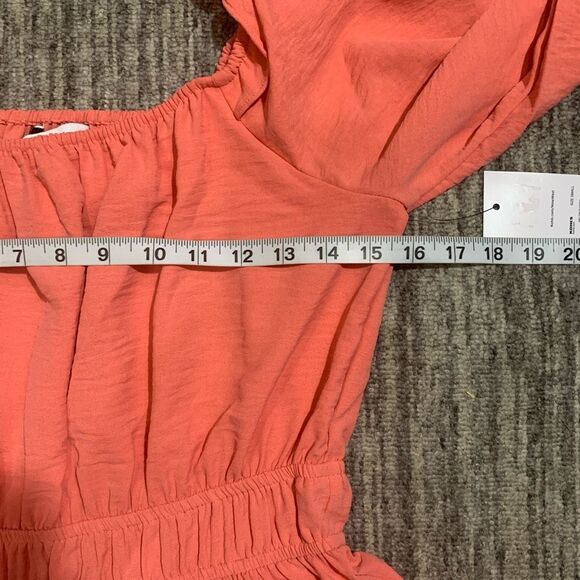 Brand New Nine West Women's Small Salmon Pink Peplum Square Neck Blouse Top - Picture 5 of 7
